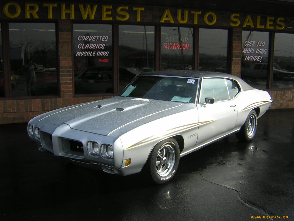 pontiac, gto, silver, 1970, 